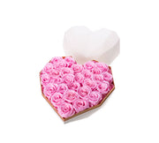 [Pre-Order] White Luxury Heart Shaped Preserved Rose Box - Pink Rose - Unreal Florist US