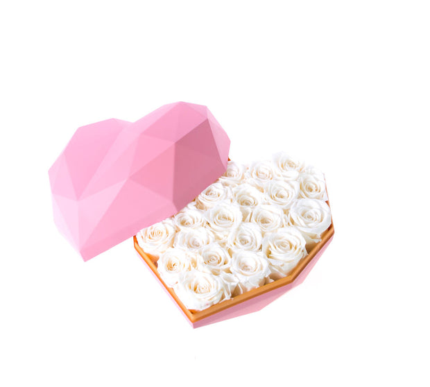 Pink Luxury Heart Shaped Preserved Rose Box - Unreal Florist US