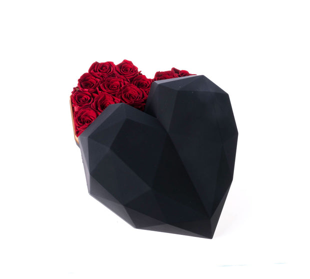 Black Luxury Heart Shaped Preserved Rose Box - Unreal Florist US