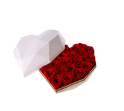 White Luxury Heart Shaped Preserved Rose Box - Red Rose - Unreal Florist US