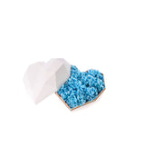 [Pre-Order] White Luxury Heart Shaped Preserved Flower Box - Blue Carnation - Unreal Florist US