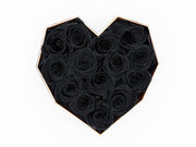 Black Luxury Heart Shaped Preserved Rose Box - Black Roses