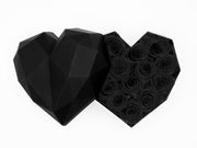 Black Luxury Heart Shaped Preserved Rose Box - Black Roses