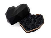 Black Luxury Heart Shaped Preserved Rose Box - Black Roses