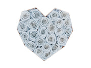 White Luxury Heart Shaped Preserved Rose Box - Blue Roses